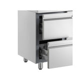 Masă rece cu 1 ușă, 2 sertare GN1/2, agregat lateral, finisaj inox, Linia 700, Inomak